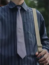 ブルーグレーのネクタイ【クラシックスタイル・アカデミック風】（セットアップ対応）