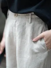 夏用ゆったりストレートパンツ【リネン混・ゴムウエスト・カジュアル】