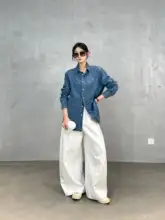 アメリカンヴィンテージスタイルのウォッシュドコットンデニムシャツ【女性用・定番・夏用】