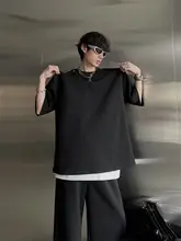 セットアップ メンズ 半袖 Tシャツ パンツ シンプル クルーネック 立体ロゴ ストレート フルレングス カジュアル 夏