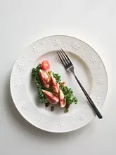 クリスマスデザインの陶器製デザートプレート【高級感ある軽やかさ・家庭用】