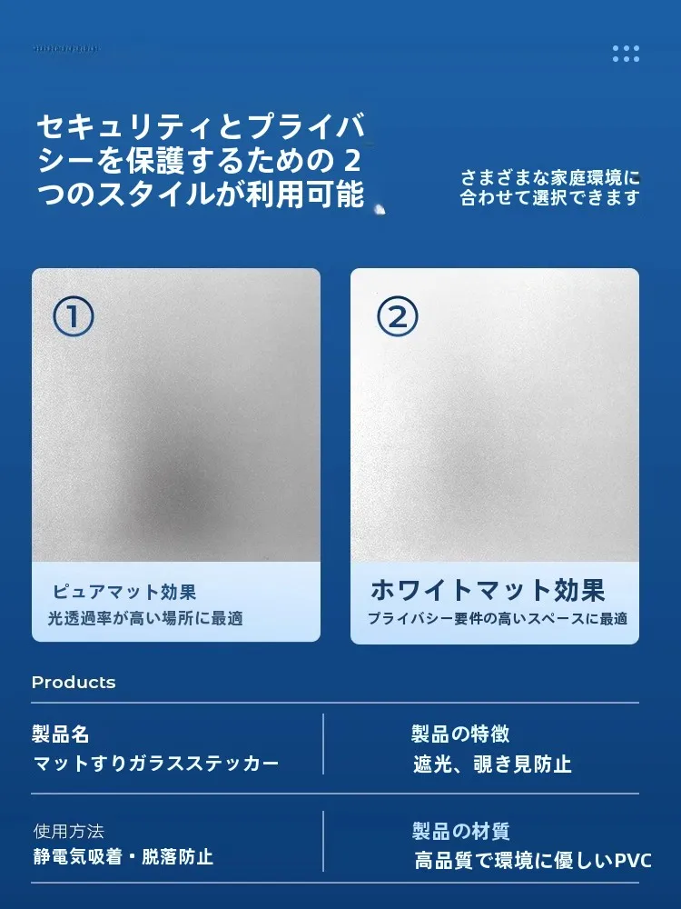 マットガラスシート：トイレやバスルームでのプライバシー保護に最適な透光・不透明タイプ
