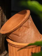 レトロ風 赤陶器花瓶【通気性・吸水性・インテリア装飾用】