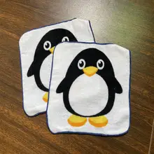 小さなペンギンデザインのコットンフェイスタオル【極上の柔らかさ・ハンドタオル】