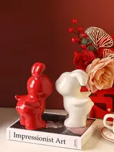ウサギ 装飾品 カップル 引っ越し 結婚 バレンタインデー 誕生日 陶器 創造的 シンプルな 赤