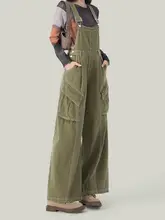 アメリカンスタイルのヴィンテージワイドレッグオーバーオール【デザイン性・女性用】（セットアップ対応）