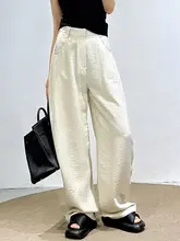 夏用 リネン製 ミルクホワイトワイドパンツ【ゆったりバナナパンツ・アーチデザイン】