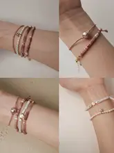 バロックパールとレッドストーンビーズのブレスレット【ピンク系・花影デザイン】