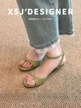 本革製 フレンチスタイル 小猫ヒールサンダル【クロスストラップ・オープントゥ・バックオープン】