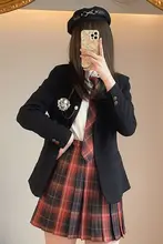 JK制服 プリーツスカート【赤いチェック柄・秋冬用】