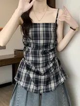 高級感あふれるチェック柄ノースリーブタンクトップ【夏用・フィット感あり・デザイン性抜群】