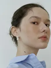 N/Lパールピアス【フレンチスタイル・ラウンドパール・シンプルデザイン】