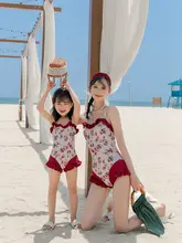 親子向けデザインの韓国風ワンピース水着【極上の柔らかさ・ヒップカット・スリム効果】（セットアップ対応）
