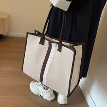 大容量キャンバストートバッグ【女性用・ショッピング・肩掛け対応】