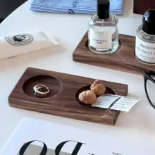 天然木製ジュエリートレイ【デスクトップ装飾・玄関用・多用途】