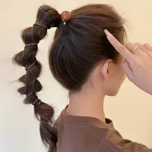 レトロな電話線風ヘアゴム【編み込み・ポニーテール用・バブルボトルデザイン】（セットアップ対応）