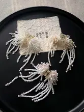 パール付きフリンジハーフアップヘアクリップ【軽やかでエレガント・ポニーテール用】