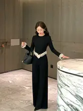 黒白花柄のかわいらしい韓国風コーディネート【 レディース・春用・二部式】（セットアップ対応）