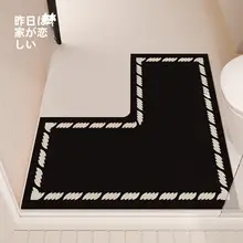 シンプルで高級感のあるバスルームマット【防滑・吸水・耐汚れ・L型】