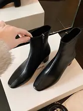 羊皮製 レディースショートブーツ【秋冬用・ハイヒール・真皮・粗いヒール・マーチンブーツ・チェルシー・スリムデザイン】