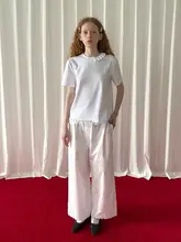 Tシャツ レディース コットン フリル 白 「PFF GIRL」