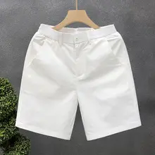 カジュアル白色ハーフパンツ【夏用・薄手・ストレートシルエット】