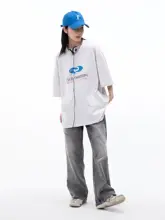 PMET ウォッシュプリントTシャツ【ダメージ加工・春用・クルーネック・ルーズフィット】