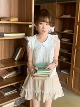 夏用 軽やかカキ色短袖トップスとスカート【二点セットアップ対応】