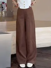 大きいサイズのリネンストレートワイドパンツ【夏用・ゆったりフィット・カジュアル】（セットアップ対応）