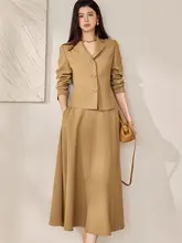 オフィススタイルに最適な美しいコートとスカートの2点セット（セットアップ対応）