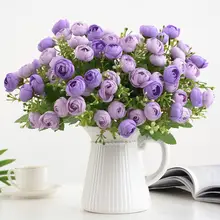 15本セットのアーティフィシャルフラワー 茶色のバラ【結婚式用・インテリア装飾・デスク用】