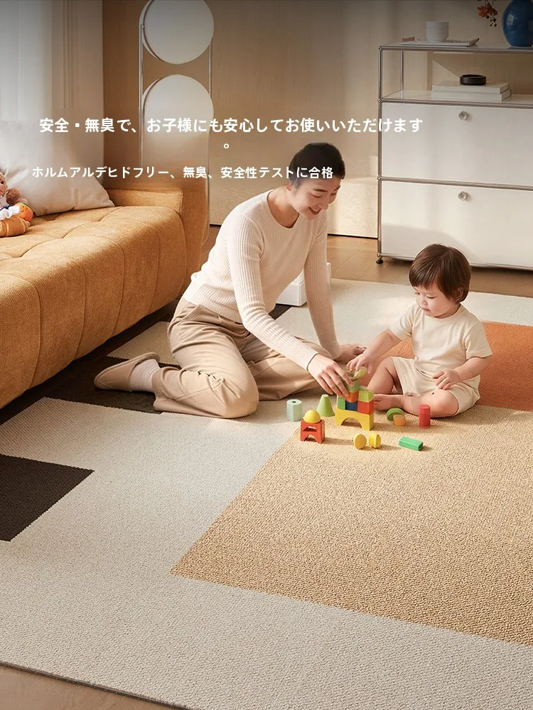 ペット用防滑ジョイントカーペット：耐摩擦・抗汚れ・消臭・洗濯可能な日式格子マット
