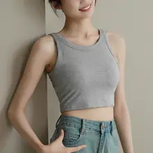 キャミソール 女性 クロップデザイン バストパッド UVカット ノースリーブ 外着可能