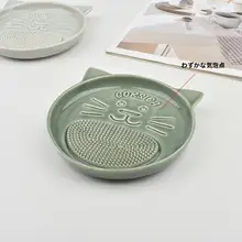 陶製猫デザインの生姜おろし器【手動・キッチン用・万能】