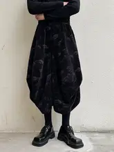 極上の柔らかさ！ベルベット製ルーズフィットワイドパンツ【花柄・レトロデザイン】