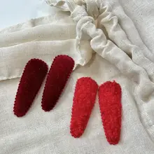 秋冬向け ベルベット素材のヘアクリップ【ハンドメイド・バイカラー・基本タイプ】（セットアップ対応）