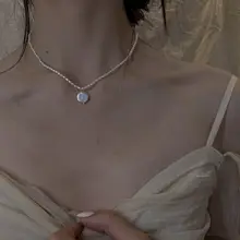 天然バロックパール米形パールのネックレス【重ね付け対応】