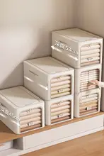 透明コットンリネン収納ボックス【ロングタイプ・衣類・布団用整理袋】