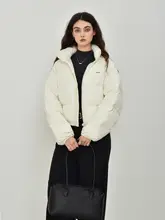 グレー系短丈スタンドカラー ダウンコート【大きなジッパーデザイン・白鹅绒使用】