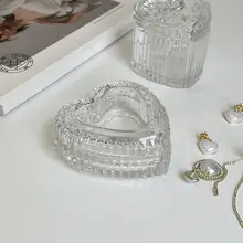 レトロデザインのガラス製ジュエリー収納ボックス【浮彫り・インテリア用・デスクトップ装飾】