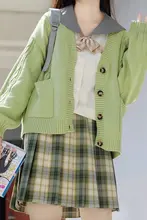 女子用ニットカーディガン【Vネック・JK風・軽やか】