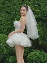 白色のドレス【パーティー用・美しいデザイン・プリンセス風・胸元を魅せる】