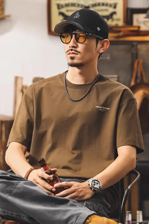 涼感防止Tシャツ【メンズ・夏用・アメリカンレトロスタイル・ゆったりシルエット・半袖】