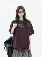 Tシャツ 半袖 ユニセックス アメリカン風 遊び心 カラーブロック ステッチデザイン 着痩せ ペア