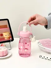 高温耐性プラスチック製トライタン水筒【可愛いデザイン・携帯用・ストロー付き】