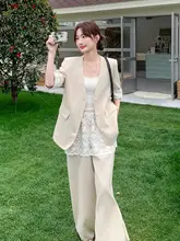 高級感あるレース切り替えのショート袖ジャケット【ワイドパンツ・夏用・セットアップ対応】