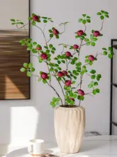 リアルな高枝サンチャ花のつぼみの花束 偽の花 室内テーブル装飾 籐製の花かご