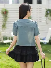 レトロデザインのデニムシャツ【夏用・短袖・女性用】
