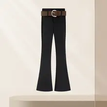 黒のフレアスーツパンツ【レディース・ハイウエスト・カジュアル・シンプルデザイン】
