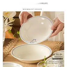 可愛いデザインの陶製料理皿【釉下彩・家庭用】